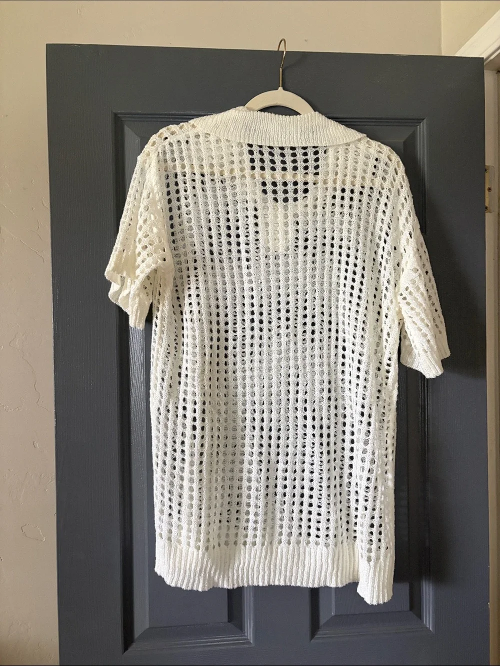 Bluivy Open-Knit Short-Sleeve Coverup - Cream
